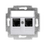 ABB Levit Серебро Розетка комп. 2-ая 2хRJ45 категория 6