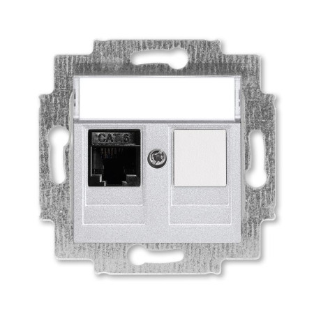 ABB Levit Серебро Розетка комп. RJ45 категория 6 и заглушка