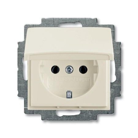 ABB Basic 55 Шале (белый) Розетка с/з с крышкой