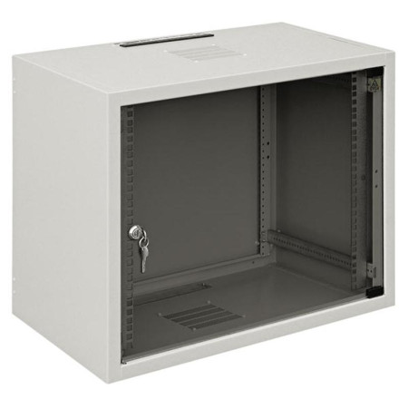 Шкаф настенный WZ-3504-01-04-011 (19"),серия SJ2,15U,737x600х400,со стекл.дв.ю,сер. (RAL 7035) (SJ-115) собр.