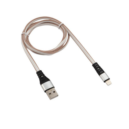 Кабель REXANT USB-Lightning 2.4 A, 1 м, белая нейлоновая оплетка