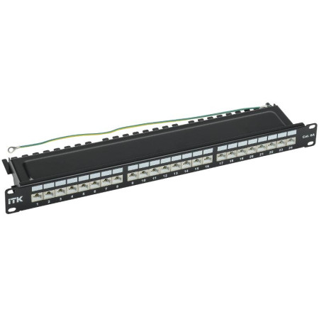 ITK 1U патч-панель кат. 6A STP 24 пт. экран. Dual IDC