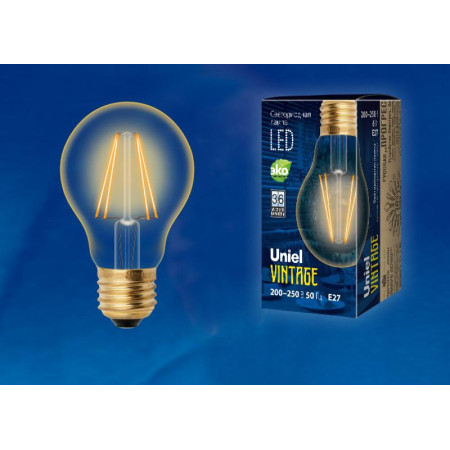 Лампа светодиодная LED-A60-6W/GOLDEN/E27 GLV21GO LED Vintage. «груша», золотистая колба