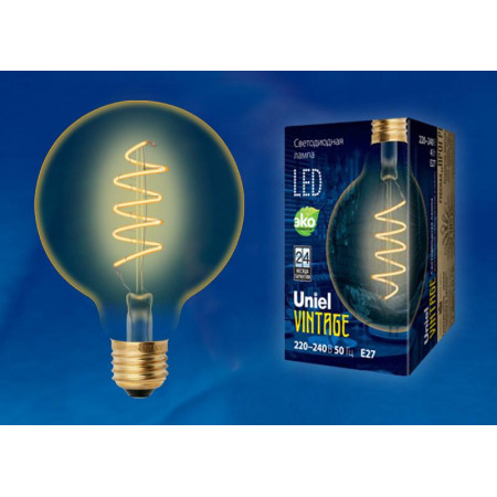 Лампа светодиодная LED-G95-4W/GOLDEN/E27/CW GLV21GO LED Vintage. «шар», золотистая колба. Cпиральная нить