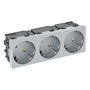 Розетка силовая 33° тройная 3х2К+З Modul45connect, со шторками, 16А 250В цвет алюминиевый лак