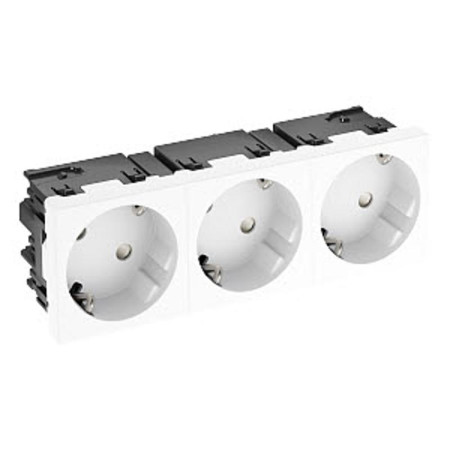 Розетка силовая 33° тройная 3х2К+З Modul45connect, со шторками, 16А 250В белая