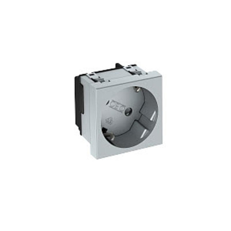 Розетка 2К+3 под углом 33° шторки 16А 250В (45х45 мм - 1 модуль Modul45) алюминиевый лак
