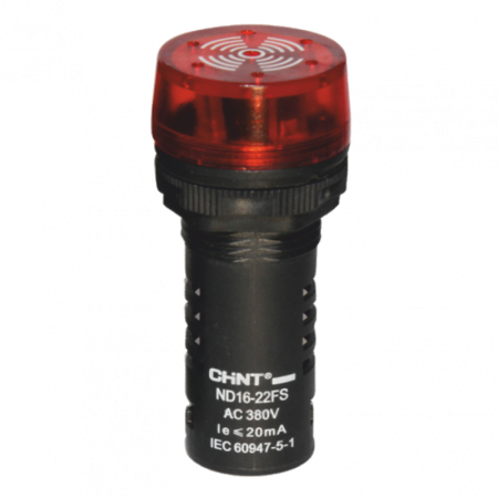 Сигнализатор звуковой ND16-22FS Φ22 мм красный LED АС/DC24В (R)