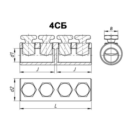 Соединитель болтовой 4СБ-2-001 (70-120)