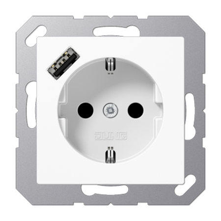 Розетка SCHUKO® с USB-зарядным устройством, тип А термопласт белый