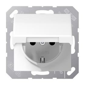 Штепсельная розетка SCHUKO 16A 250V~ с крышкой белая