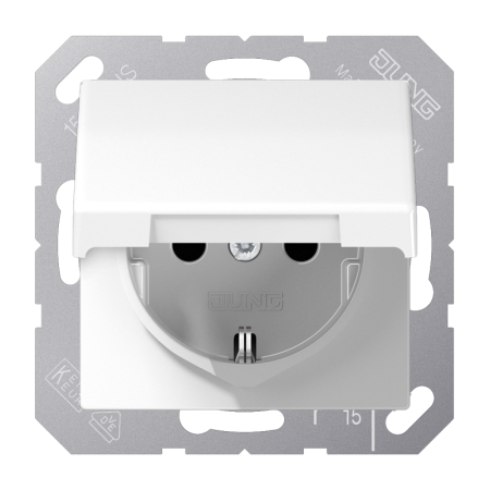 Штепсельная розетка SCHUKO 16A 250V~ с крышкой белая