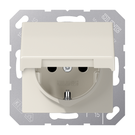 Штепсельная розетка SCHUKO 16A 250V~ с крышкой и защитой от детей слоновая кость