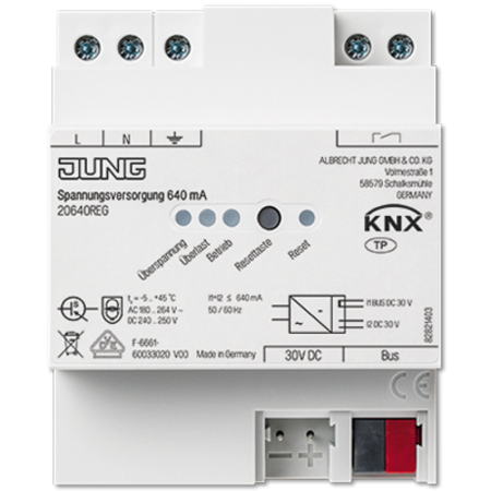KNX блок питания, 640mA, монтаж на DIN-рейку, 4 модуля KNX