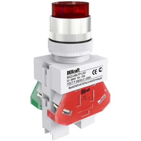 Выкл. кноп. ABLFP 22 мм Цвет:КРАСНЫЙ LED 220В ВK-22 a