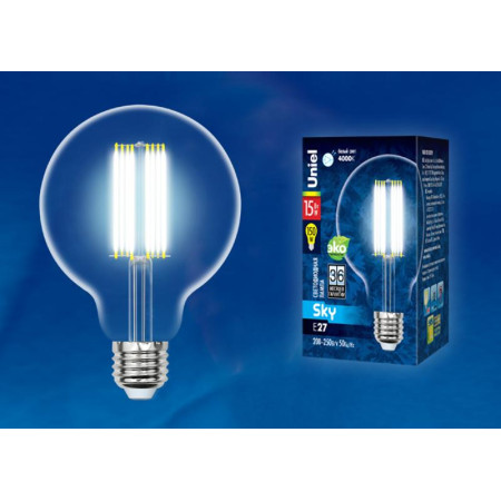Лампа светодиодная LED-G95-15W/4000K/E27/CL PLS02WH LED. "шар", прозр. 4000К Серия Sky
