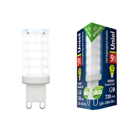 Лампа светодиодная LED-JCD-9W/4000K/G9/CL GLZ09TR LED, прозр 4000К