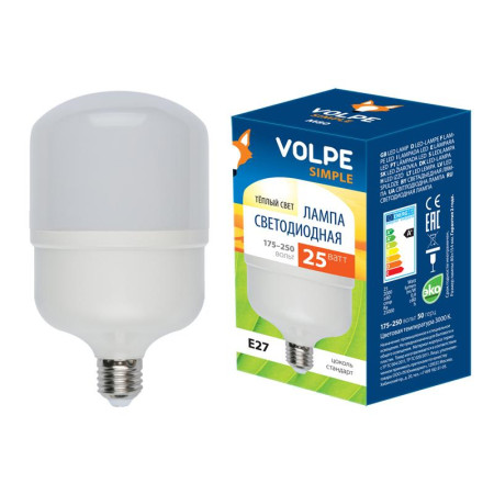 Лампа светодиодная LED-M80-25W/WW/E27/FR/S LED мат., корпус термопластик, 3000К Серия Simple