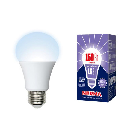 Лампа светодиодная LED-A60-16W/DW/E27/FR/NR LED. "груша" матовая. Серия Norma. 6500K