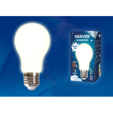 Лампа светодиодная LED-A60-7W/3000K/E27/FR GLH01WH LED. "груша" матовая. Серия Heaven. 3000K