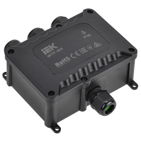 Коробка распределительная герметичная WTP-404 4 ввода M20 IP68 129х120х55мм  4 клеммы до 6 мм.кв.