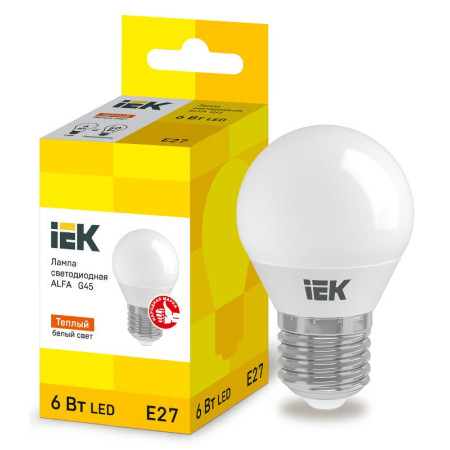 Лампа LED ALFA G45 шар 6Вт 230В 3000К E27