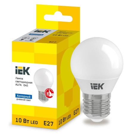 Лампа LED ALFA G45 шар 10Вт 230В 6500К E27