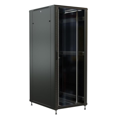 WR-TT-4286-AS-RAL9004 Шкаф напол. 19-дюйм., 42U, 2055x800х600 мм, перед. стек. дверь со стал. перф. боков., зад. дверь сплош.,