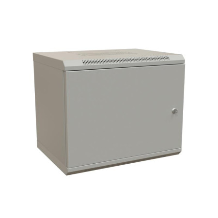 WR-TW-1545-SR-RAL7035 Шкаф настенный 19-дюймовый (19"), 15U, 775x600х450мм, цельнометал.,дверь с замком, цвет серый (RAL 7035)