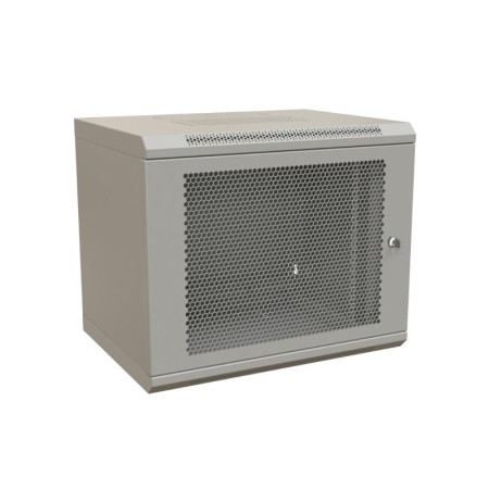 WR-TW-1566-SD-RAL7035 Шкаф настенный 19-дюймовый (19"), 15U, 775x600х600мм, перфор. метал. дверь с замком, цвет серый (RAL 7035)
