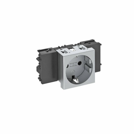 Розетка одинарная 0° Modul45connect с з/к, 250 В, 16A (серебристый) (STD-D0C AL1)
