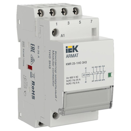 ARMAT Контактор модульный KMR 25А 24В AC/DC 1НО 3НЗ