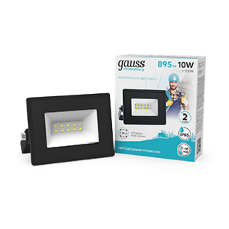 Прожектор светодиодный Elementary 10W 845lm 4000К 200-240V IP65 черный LED 1/20