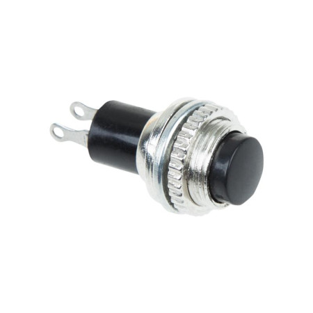 Выключатель-кнопка металл 220V 2А (2с) (ON)-OFF Ø10.2 черная Mini