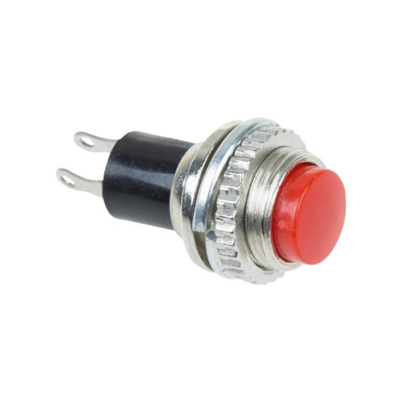 Выключатель-кнопка металл 220V 2А (2с) (ON)-OFF Ø10.2 красная Mini