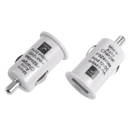 Автозарядка в прикуриватель USB (АЗУ) (5 V, 1000 mA) белая