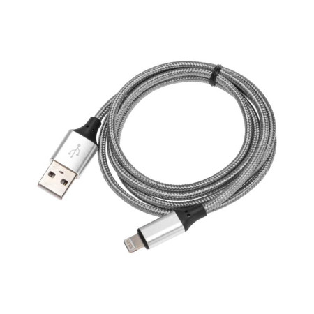 USB кабель для iPhone 5/6/7 моделей, шнур в тканевой оплетке черный