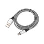 USB кабель для iPhone 5/6/7 моделей, шнур в тканевой оплетке черный
