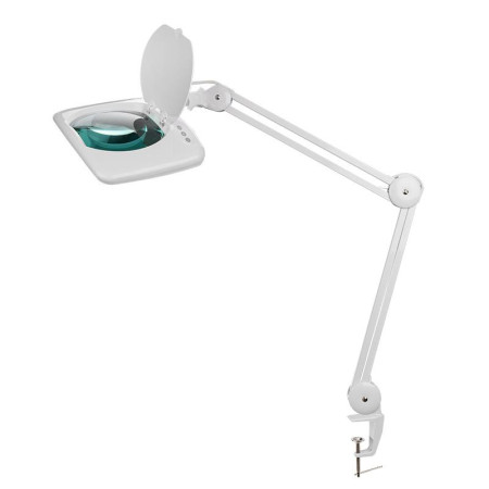 Лупа на струбцине , квадратная, 5D, с подсветкой 108 LED, белая