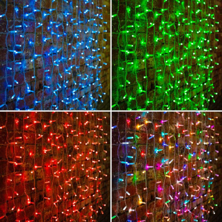 Гирлянда "Светодиодный Дождь" 2х1,5м, прозрачный провод, 230 В, диоды RGB, 300 LED свеч.с динамикой при приобр.контрол.245-907