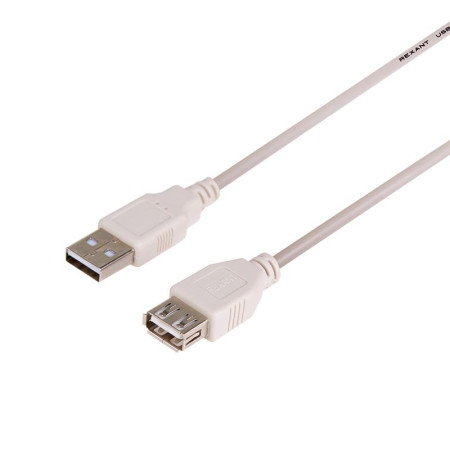 Шнур USB-A (male) штекер - USB-A (female) гнездо, длина 1,8 метра, белый (PE пакет)