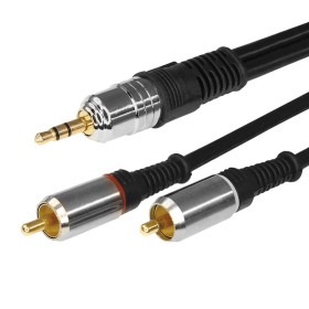 Шнур Стерео 3,5 мм - 2 RCA, длина 3 метра (GOLD-металл)