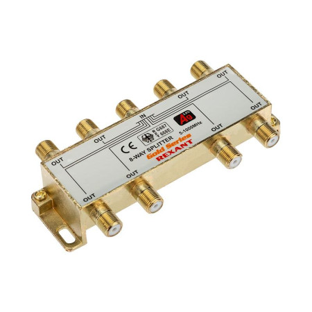 ДЕЛИТЕЛЬ  ТВ  x 8 + 9шт. F   "BOX"  5-1000 МГц  "GOLD"