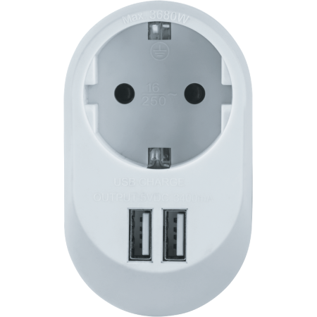 Адаптер 61 454 NAD-USB01-1E-C-WH с/з 1 гн. USB3.4A