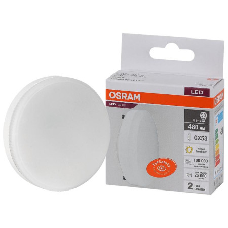 Лампа светодиодная LED Value GX53 6W/830 230V GX53 10X1