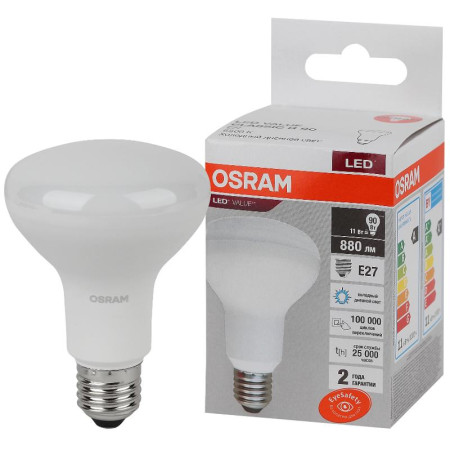 Лампа светодиодная LED Value R80 11W/865 230V E27 10X1