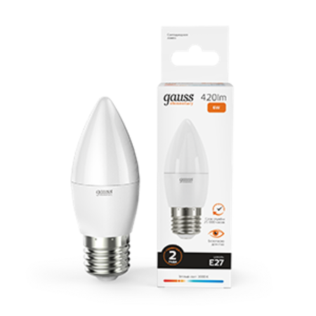 Лампа светодиодная LED 6Вт E27 220В 2700К Elementary свеча