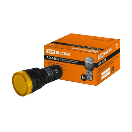 Лампа AD-16DS(LED)матрица d16мм желтый 12В AC/DC