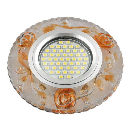 Светильник декор.встр Luciole DLS-L150 GU5.3 GLASSY/GOLD GU5.3 доп.LED подсветка 3Вт, стекл,зерк./светло-коричневый.