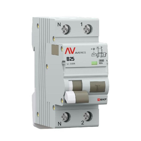 Дифференциальный автомат (УЗО) DVA-10 1P+N 25А (B) 30мА (A) 10кА  AVERES